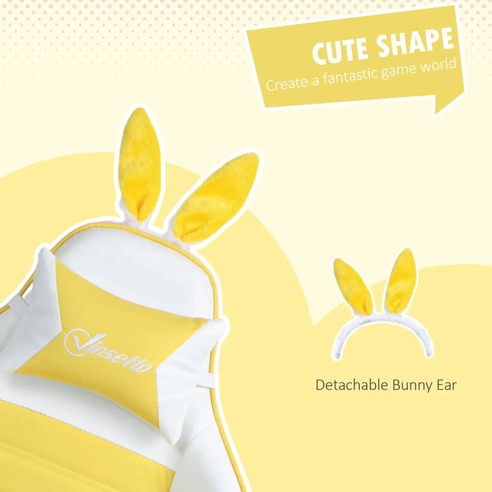 Gaming Chair | Fluffy Bunny Ears with 135° Recline Design (Yellow Edition) - Little and Giant Explorers Vinsetto
