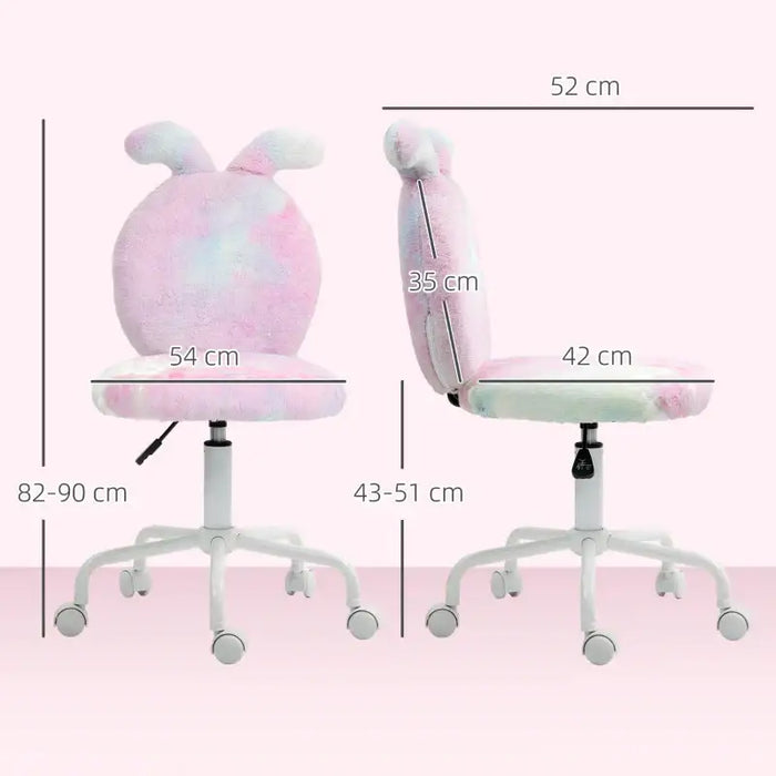 Bunny Ears Desk Chair – Colourful | Faux Fur Swivel Computer Chair HOMCOM - Little and Giant Explorers HOMCOM