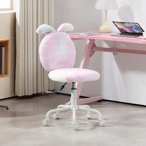 Bunny Ears Desk Chair – Colourful | Faux Fur Swivel Computer Chair HOMCOM - Little and Giant Explorers HOMCOM