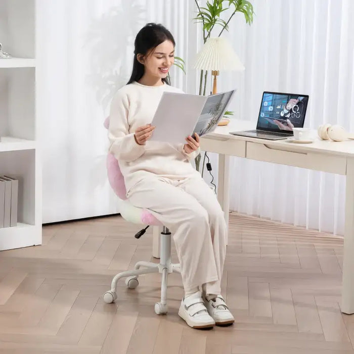 Bunny Ears Desk Chair – Colourful | Faux Fur Swivel Computer Chair HOMCOM - Little and Giant Explorers HOMCOM