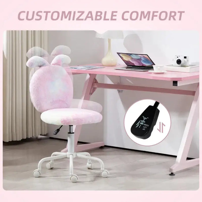 Bunny Ears Desk Chair – Colourful | Faux Fur Swivel Computer Chair HOMCOM - Little and Giant Explorers HOMCOM