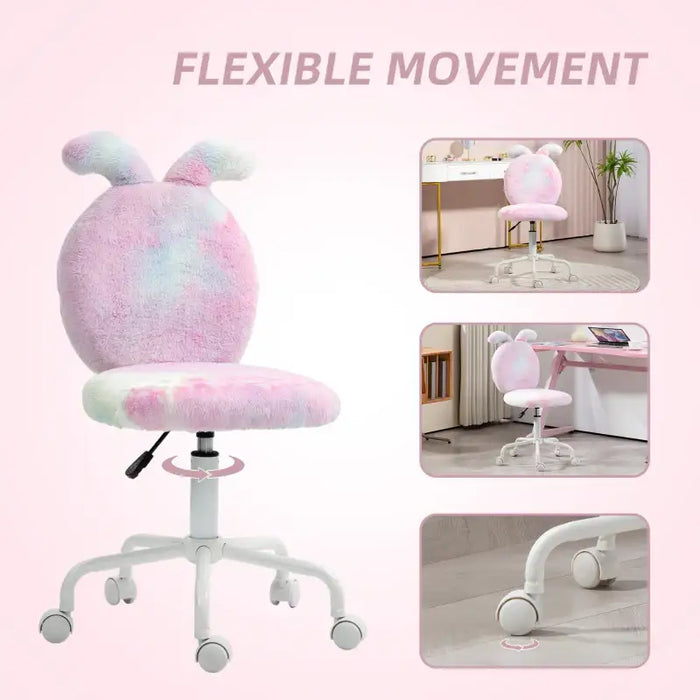 Bunny Ears Desk Chair – Colourful | Faux Fur Swivel Computer Chair HOMCOM - Little and Giant Explorers HOMCOM
