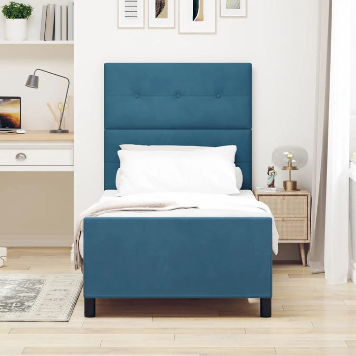 Velvet Bed Frame in Dark Blue (80 x 200cm) - Little and Giant Explorers vidaXL