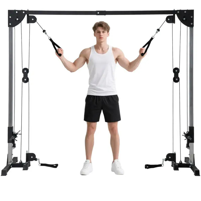 Cable Crossover Machine – 50kg | Dual Pulley Gym System with Adjustable Handles SPORTNOW - Little and Giant Explorers SPORTNOW
