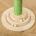 Miniature cat tree base with green sisal rope post, wooden ball track, and PawHut logo on wood floor