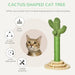 Cactus-shaped cat tree with sisal rope, wooden base, and playful kitten, pet furniture