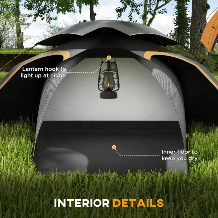 Camping Dome Tent with Self Inflatable Mattress in Black (1 persons) - Little and Giant Explorers Outsunny