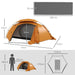 Camping Dome Tent with Self Inflatable Mattress in Orange (1 persons) - Little and Giant Explorers Outsunny