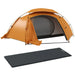 Camping Dome Tent with Self Inflatable Mattress in Orange (1 persons) - Little and Giant Explorers Outsunny