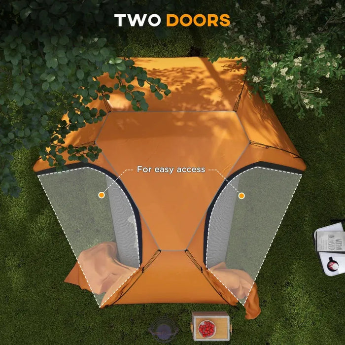 Camping Dome Tent with Self Inflatable Mattress in Orange (1 persons) - Little and Giant Explorers Outsunny