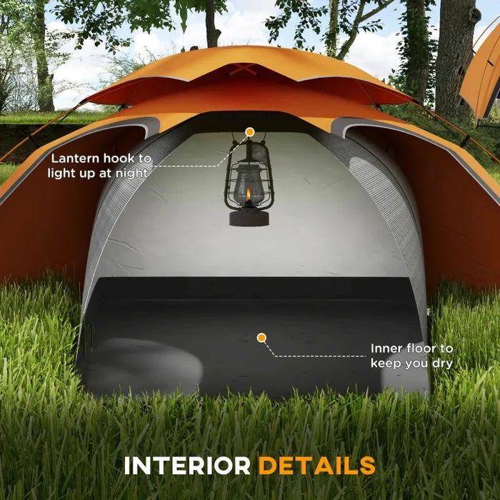 Camping Dome Tent with Self Inflatable Mattress in Orange (1 persons) - Little and Giant Explorers Outsunny