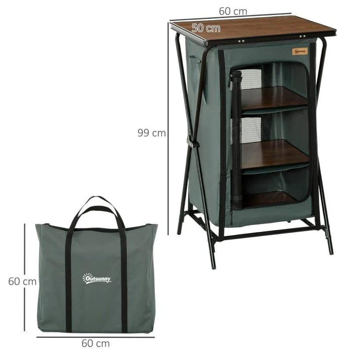 Camping Foldable Kitchen Station with Carrying Bag - Little and Giant Explorers Outsunny