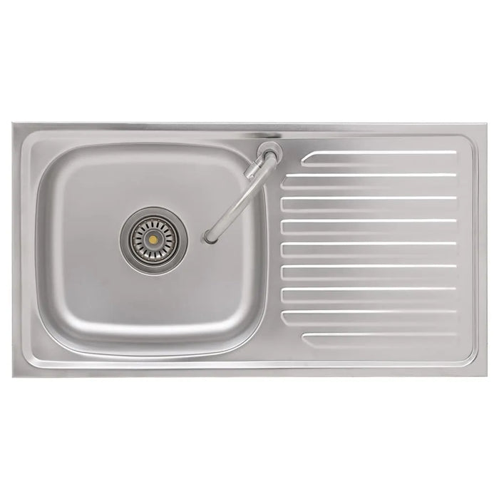 Camping Single Basin Sink with Tap in Stainless Steel - Little and Giant Explorers vidaXL