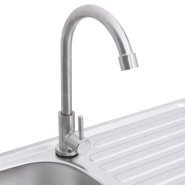 Camping Single Basin Sink with Tap in Stainless Steel - Little and Giant Explorers vidaXL