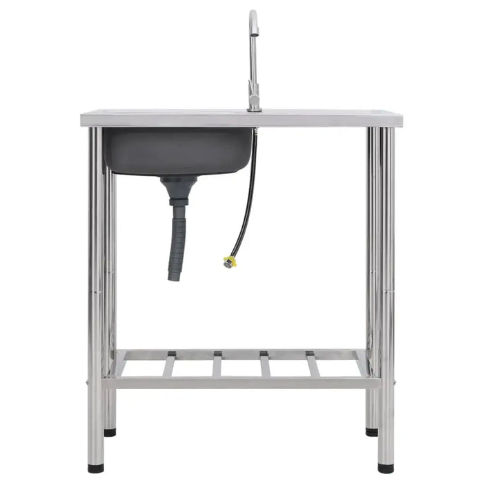 Camping Sink – Silver | Stainless Steel Outdoor Sink with Drainer and Tap VIDAXL - Little and Giant Explorers vidaXL