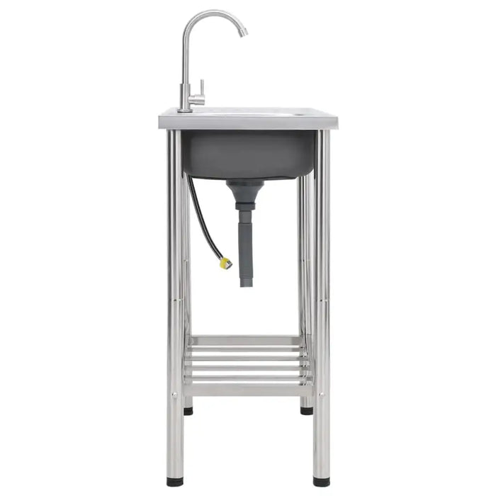 Camping Sink – Silver | Stainless Steel Outdoor Sink with Drainer and Tap VIDAXL - Little and Giant Explorers vidaXL