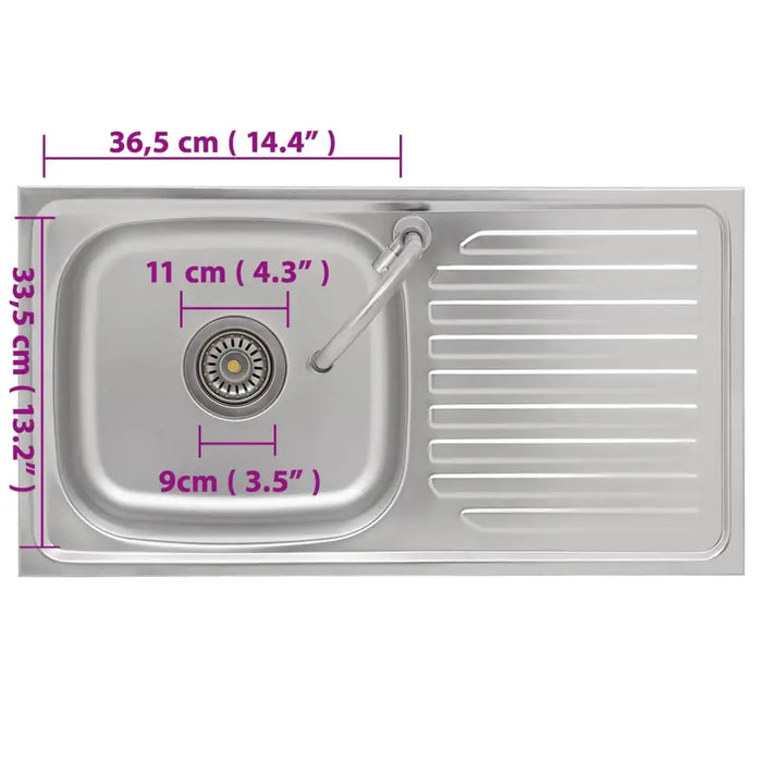 Camping Sink – Silver | Stainless Steel Outdoor Sink with Drainer and Tap VIDAXL - Little and Giant Explorers vidaXL