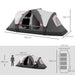 Camping Tent with 2000mm Waterproof Rainfly in Grey (6 - 8 persons) - Little and Giant Explorers Outsunny