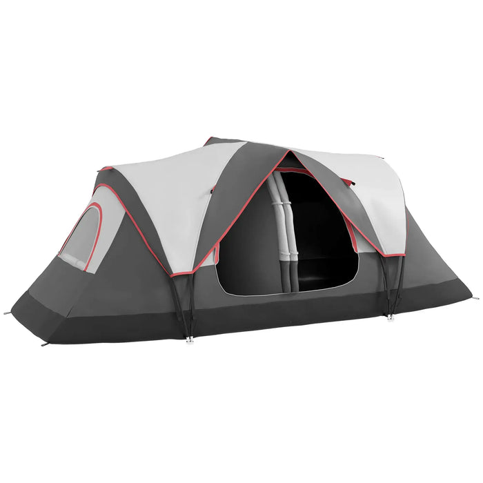 Camping Tent with 2000mm Waterproof Rainfly in Grey (6 - 8 persons) - Little and Giant Explorers Outsunny