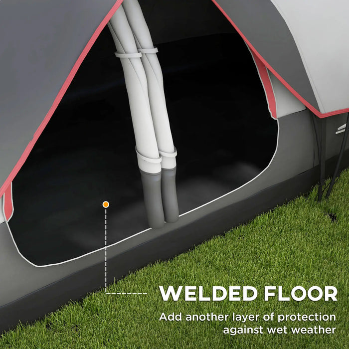 Camping Tent with 2000mm Waterproof Rainfly in Grey (6 - 8 persons) - Little and Giant Explorers Outsunny