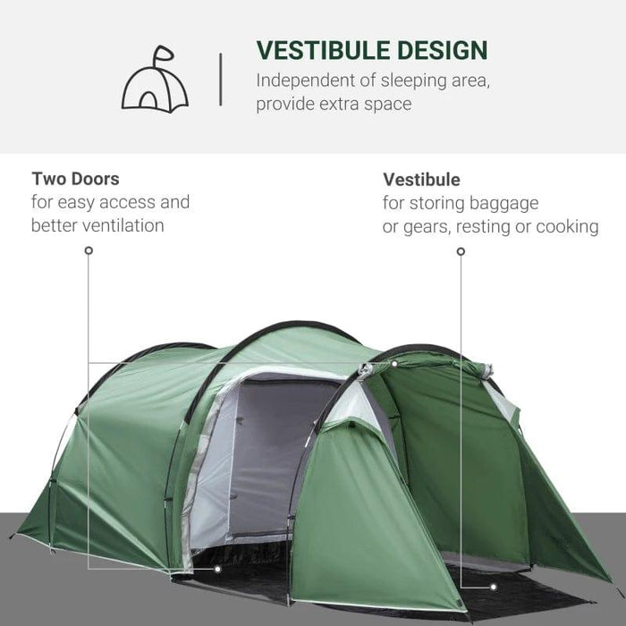 Camping Tent with Porch and Weather-Resistant (3 persons) - Little and Giant Explorers Outsunny