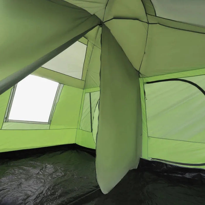 Camping Tunnel Tent with Porch, 2 Rooms and Lamp Hook in Green - Little and Giant Explorers Outsunny