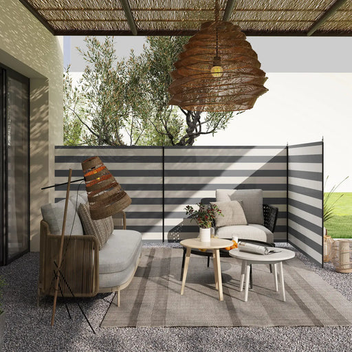 Camping Windbreak 5.4m – Grey and White | Steel Pole Wind Wall with Carry Bag OUTSUNNY - Little and Giant Explorers Outsunny