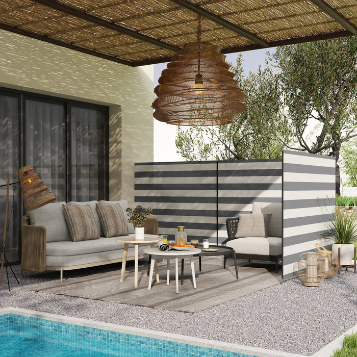 Camping Windbreak 5.4m – Grey and White | Steel Pole Wind Wall with Carry Bag OUTSUNNY - Little and Giant Explorers Outsunny