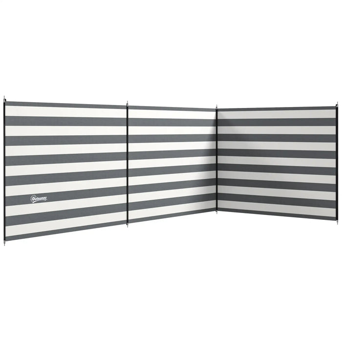 Camping Windbreak 5.4m – Grey and White | Steel Pole Wind Wall with Carry Bag OUTSUNNY - Little and Giant Explorers Outsunny