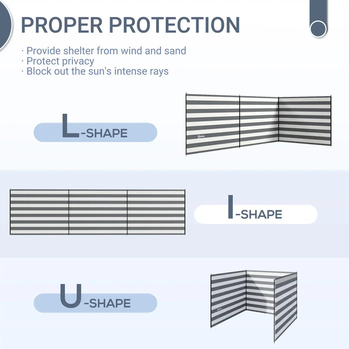 Camping Windbreak 5.4m – Grey and White | Steel Pole Wind Wall with Carry Bag OUTSUNNY - Little and Giant Explorers Outsunny
