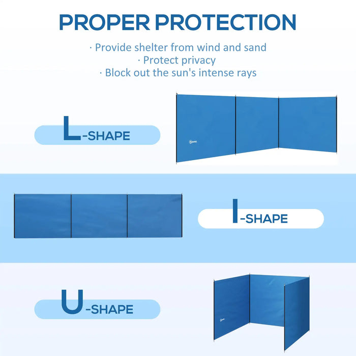 Camping Windbreak – Blue | 5.4m x 1.5m Portable Shelter Screen with Carry Bag OUTSUNNY - Little and Giant Explorers Outsunny