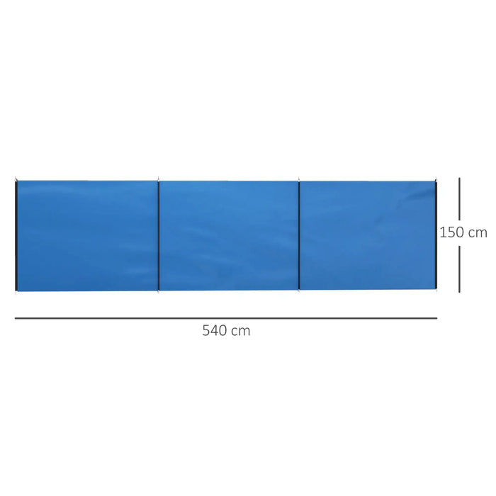 Camping Windbreak – Blue | 5.4m x 1.5m Portable Shelter Screen with Carry Bag OUTSUNNY - Little and Giant Explorers Outsunny