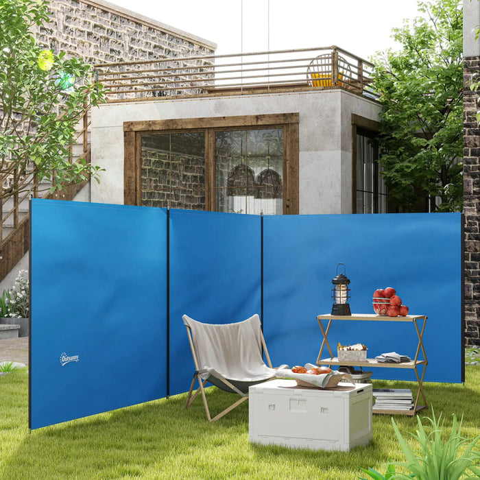 Camping Windbreak – Blue | 5.4m x 1.5m Portable Shelter Screen with Carry Bag OUTSUNNY - Little and Giant Explorers Outsunny