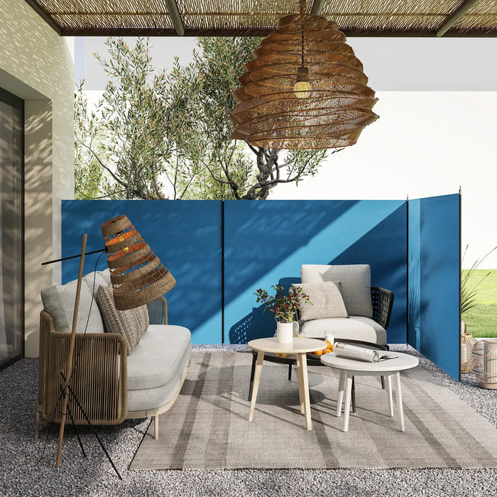 Camping Windbreak – Blue | 5.4m x 1.5m Portable Shelter Screen with Carry Bag OUTSUNNY - Little and Giant Explorers Outsunny