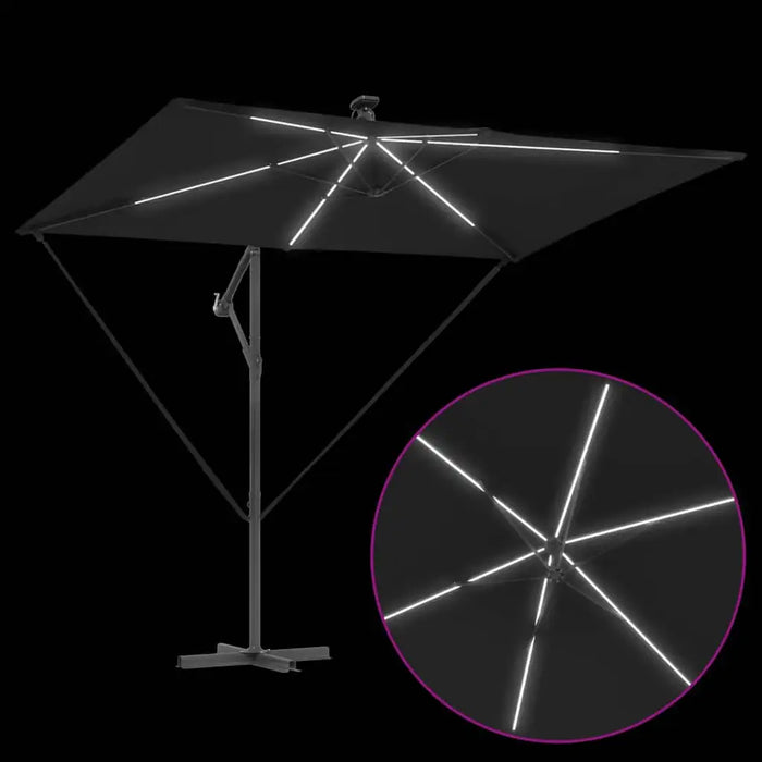 Cantilever Offset Outdoor Umbrella – Black | 2.94m Wide with LED Lights - Tiltable VIDAXL - Little and Giant Explorers vidaXL