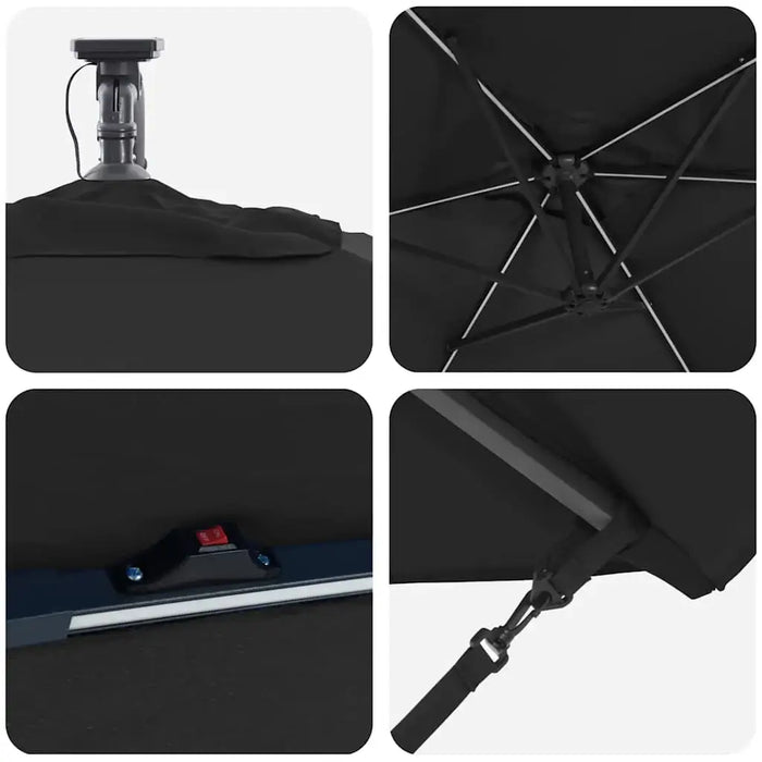 Cantilever Offset Outdoor Umbrella – Black | 2.94m Wide with LED Lights - Tiltable VIDAXL - Little and Giant Explorers vidaXL