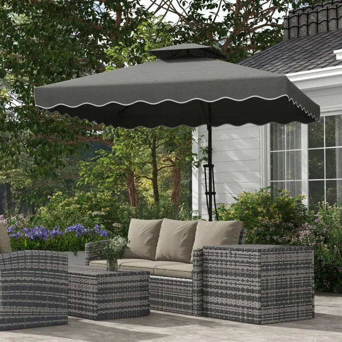 Cantilever Parasol – 2.43m Dark Grey | Waved Edge Canopy with Offset Design and Cross Base OUTSUNNY - Little and Giant Explorers Outsunny