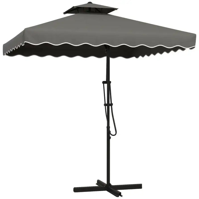Cantilever Parasol – 2.43m Dark Grey | Waved Edge Canopy with Offset Design and Cross Base OUTSUNNY - Little and Giant Explorers Outsunny
