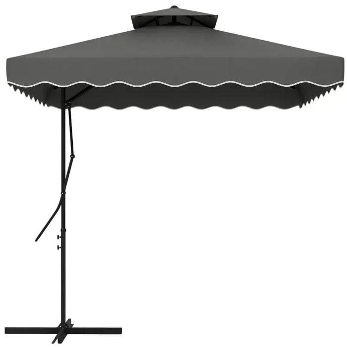 Cantilever Parasol – 2.43m Dark Grey | Waved Edge Canopy with Offset Design and Cross Base OUTSUNNY - Little and Giant Explorers Outsunny