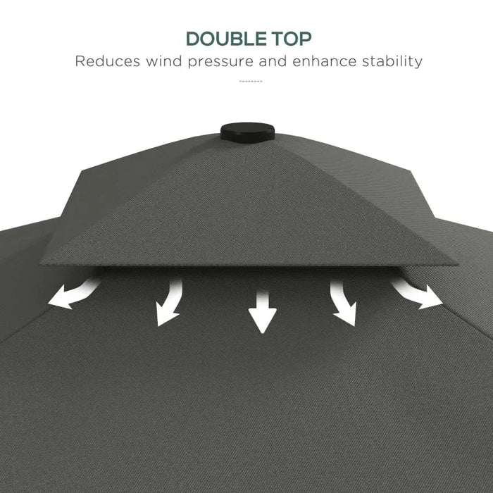 Cantilever Parasol – 2.43m Dark Grey | Waved Edge Canopy with Offset Design and Cross Base OUTSUNNY - Little and Giant Explorers Outsunny