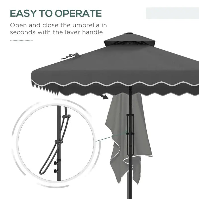 Cantilever Parasol – 2.43m Dark Grey | Waved Edge Canopy with Offset Design and Cross Base OUTSUNNY - Little and Giant Explorers Outsunny