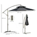 Cantilever Parasol – 2.67m Black | Double-Tier Canopy - Cross Base Included OUTSUNNY - Little and Giant Explorers Outsunny