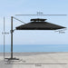 Garden Cantilever Parasol with Solar LED Lights and Centre Light in Black - Little and Giant Explorers Outsunny