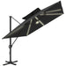 Garden Cantilever Parasol with Solar LED Lights and Centre Light in Black - Little and Giant Explorers Outsunny