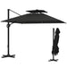 Garden Cantilever Parasol with Solar LED Lights and Centre Light in Black - Little and Giant Explorers Outsunny