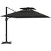 Garden Cantilever Parasol with Solar LED Lights and Centre Light in Black - Little and Giant Explorers Outsunny