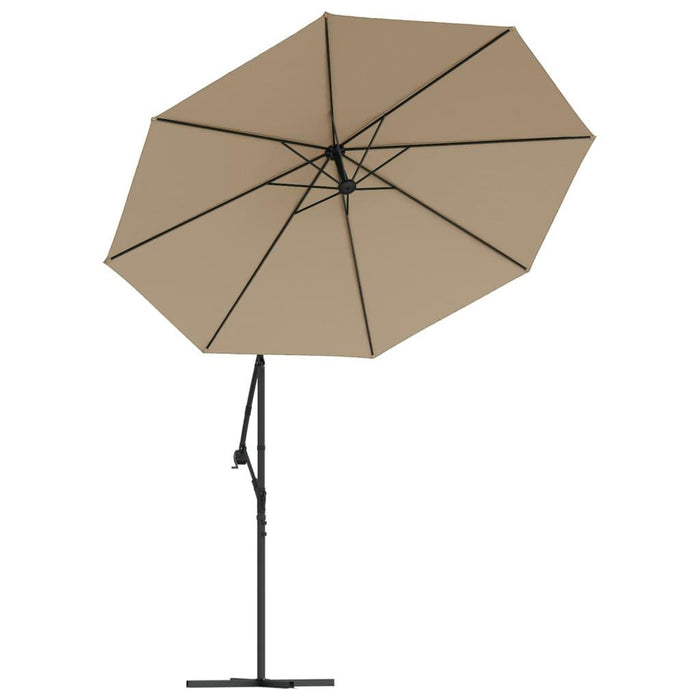 Cantilever Umbrella with LED Lights and Steel Pole in Taupe 300cm - Little and Giant Explorers vidaXL