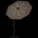 Cantilever Umbrella with LED Lights and Steel Pole in Taupe 300cm - Little and Giant Explorers vidaXL