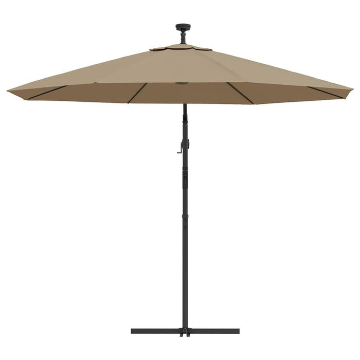 Cantilever Umbrella with LED Lights and Steel Pole in Taupe 300cm - Little and Giant Explorers vidaXL