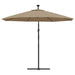 Cantilever Umbrella with LED Lights and Steel Pole in Taupe 300cm - Little and Giant Explorers vidaXL